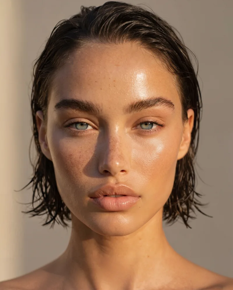 Calm, confident woman with healthy glowing skin — a Luna-C client